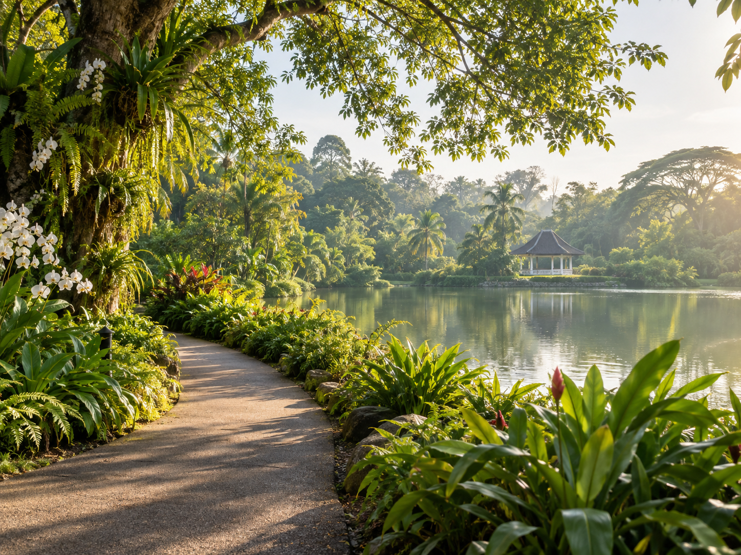 Tropical greenery in Singapore Botanic Gardens